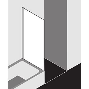 Kermi Liga paroi latérale raccourcie LITVD090161AK 90x160cm, brillant argent mat, TSG transparent, sur baignoire