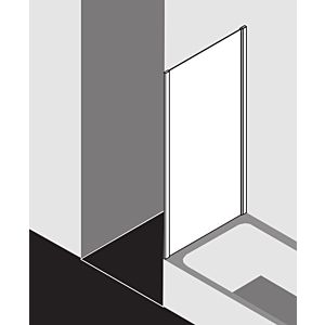 Kermi Liga side wall shortened LITVD070161PK 70x160cm, matt silver gloss, toughened safety glass clear, on bathtub
