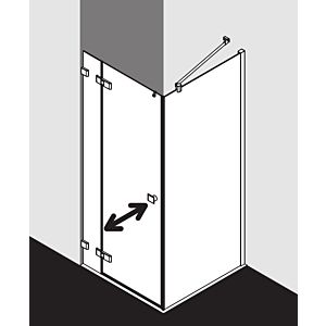 Kermi Mena Seitenwand mit Wandprofil METWP10020VUK 100 x 200 cm, silber hochglanz, ESG Milchglas SR Opaco, auf Duschwanne
