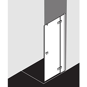 Kermi Mena Pendeltür 1-flüglig mit Festfeld, Wandprofil ME1NR093203UK 91 x 200 cm, schwarz soft, ESG Milchglas SR Opaco, rechts, auf Duschplatz