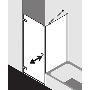 Kermi Mena paroi latérale raccourcie avec profil mural METVP090173PK 90 x 179 cm, noir doux, ESG clair Clean, à côté de la baignoire