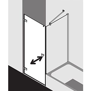 Kermi Mena Seitenwand verkürzt mit Wandprofil METVP080173PK 80 x 179 cm, schwarz soft, ESG klar Clean, neben Badewanne