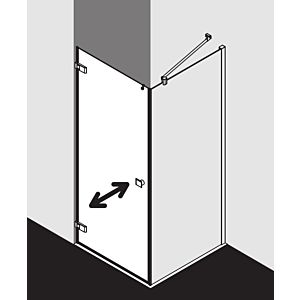 Kermi Mena paroi latérale avec profilé mural METWP103203YK 101 x 200 cm, noir doux, verre dépoli ESG SR Opaco Clean, sur receveur de douche