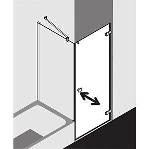 Kermi Mena paroi latérale avec profilé mural METWP093203PK 91 x 200 cm, noir doux, ESG clear Clean, sur receveur de douche