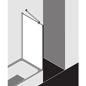 Kermi Mena paroi latérale raccourcie avec profilé mural METVP08017VYK 80 x 179 cm, argent brillant, verre dépoli ESG SR Opaco Clean, à côté de la baignoire