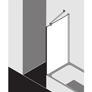 Kermi Mena Seitenwand verkürzt mit Wandprofil METVP09017VPK 90 x 179 cm, silber hochglanz, ESG klar Clean, neben Badewanne