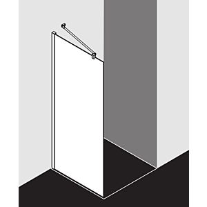 Kermi Mena Seitenwand mit Wandprofil METWP10020VPK 100 x 200 cm, silber hochglanz, ESG klar Clean, auf Duschwanne