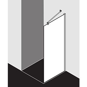 Kermi Mena side wall with wall profile METWP103203UK 101 x 200 cm, soft black, ESG frosted glass SR Opaco, on shower tray