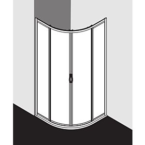 Kermi Viertelkreis-Duschkabine Nova 2000 90x90x185, R:52/55, silber, Kerolan Fontana