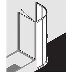 Kermi Viertelkreis-Duschkabine Nova 2000 90x90x185, R:50, silber, Kerolan Fontana