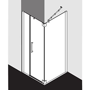 Kermi Pasa XP swing door 2000 -fl. u fixed field for side wall PX1FL103201UK 103x200cm, silver matt gloss, TSG SR Opaco, left, on shower area