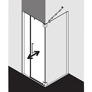 Kermi Pasa XP swing door 2000 -fl. u fixed field for side wall PX1FL07518VUK 75x185cm, silver high gloss, TSG SR Opaco, left, on shower tray