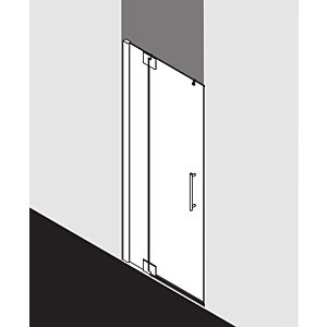 Kermi Pasa XP Pendeltür 1-flügelig mit Festfeld PX1TL100181YK 100x185cm, silber matt, ESG SR OpacoClean, links