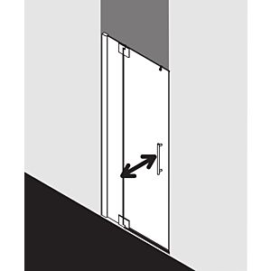 Kermi Pasa XP swing door 2000 -swing with fixed panel PX1TL090201AK 90x200cm, silver matt gloss, toughened safety glass, left