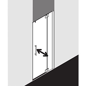 Kermi Pasa XP swing door 2000 -swing with fixed panel PX1TR12020VAK 120x200cm, silver high gloss, toughened safety glass, right