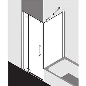Kermi Pasa XP Pendeltür 1-fl. Festfeld für Seitenwand PX1WL08020VUK 80x200cm, silber hochglanz, ESG SR Opaco, links, auf Duschwanne