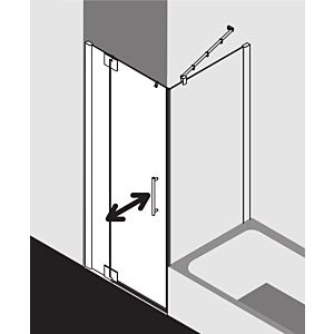 Kermi Pasa XP swing door 2000 -fl.Fixed field for side wall PX1WL09320VAK 93x200cm, high-gloss silver, toughened safety glass, left, on shower area