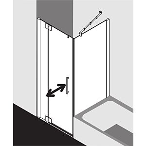 Kermi Pasa XP swing door 2000 -fl. m fixed field for side wall PX1WL09018VUK 90x185cm, silver high gloss, ESG SR Opaco, left, on shower tray