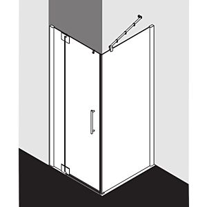 Kermi Pasa XP swing door 2000 -fl.Fixed field for side wall PX1WL10020VUK 100x200cm, silver high gloss, ESG SR Opaco, left, on shower tray