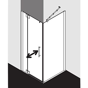 Kermi Pasa XP Pendeltür 1-fl. Festfeld für Seitenwand PX1WL080201UK 80x200cm, silber mattglanz, ESG SR Opaco, links, auf Duschwanne