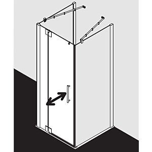Kermi Pasa XP swing door 2000 -fl. m fixed field for side wall PX1WL075181PK 75x185cm, matt silver gloss, toughened safety glass clear, left, on shower tray