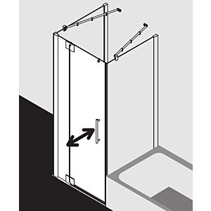 Kermi Pasa XP swing door 2000 -fl. m fixed field for side wall PX1WL080181UK 80x185cm, silver matt gloss, TSG SR Opaco, left, on shower tray