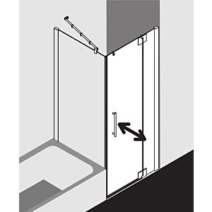 Kermi Pasa XP porte battante 2000 -fl.Champ fixe pour paroi latérale PX1WR123201UK 123x200cm, argent mat brillant, TSG SR Opaco, à droite, sur la zone de douche