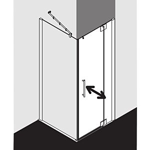 Kermi Pasa XP swing door 2000 -fl. m fixed field for side wall PX1WR090181AK 90x185cm, silver matt gloss, TSG clear, right, on shower tray