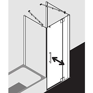Kermi Pasa XP swing door 2000 -fl. m fixed field for side wall PX1WR07518VAK 75x185cm, silver high gloss, TSG clear, right, on shower tray