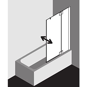 Kermi Pasa XP Kermi avec champ fixe PXDTR090151AK 90x150cm, argent mat brillant, verre de sécurité trempé, droite