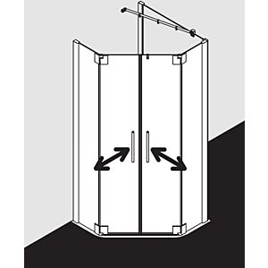 Kermi Pasa XP pentagonal shower cubicle swing door PXF40090201YK 90x90x200cm, matt silver, TSG SR OpacoClean
