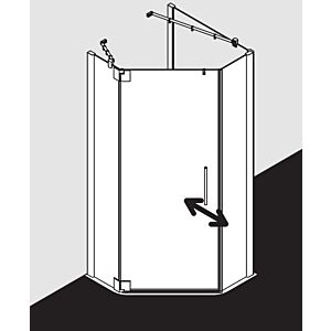 Kermi Pasa XP Fünfeck-Duschkabine Pendeltür PXL5010018VPK 100x100x185cm, silber hochglanz, ESG klar Clean, links