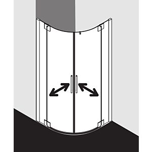 Kermi Pasa XP Viertelkreis-Pendeltür PXP50100181AK 100x100x185cm, Radius 50cm, silber mattglanz, ESG klar