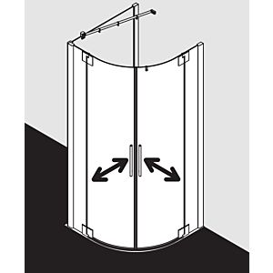 Kermi Pasa XP quarter-circle swing door PXP50090181PK 90x90x185cm, radius 50cm, matt silver gloss, toughened safety glass clear