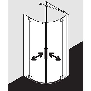 Kermi Pasa XP quarter-circle swing door PXP5509018VAK 90x90x185cm, radius 52 / 55cm, high-gloss silver, TSG clear