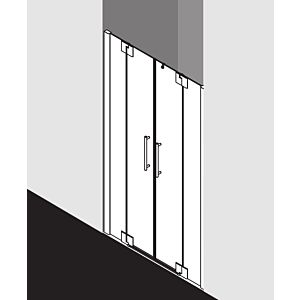 Kermi Pasa XP porte battante à panneaux fixes PXPTF120201YK 120x200cm, argent mat, ESG SR OpacoClean, sur receveur de douche