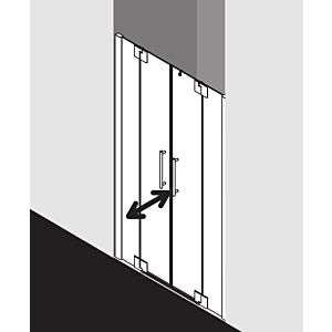 Kermi Pasa XP porte battante à panneaux fixes PXPTF12320VPK 123x200cm, argent brillant, verre de sécurité trempé transparent, sur la douche