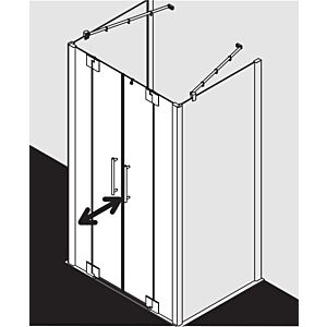 Kermi Pasa XP swing door with fixed panels PXPTF12320VAK 123x200cm, silver high gloss, toughened safety glass, on shower area