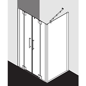 Kermi Pasa XP swing door with fixed panels PXPTF12018VPK 120x185cm, high-gloss silver, clear toughened safety glass, on shower tray