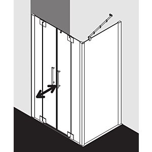 Kermi Pasa XP swing door with fixed panels PXPTF12020VPK 120x200cm, high-gloss silver, clear toughened safety glass, on shower tray