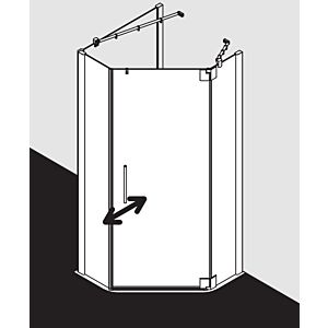 Kermi Pasa XP Fünfeck-Duschkabine Pendeltür PXR5310018VUK 100x100x185cm, silber hochglanz, ESG SR Opaco, rechts