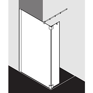 Kermi Pasa XP side panel with movable wing PXT1L09020VPK 90x200cm, high-gloss silver, clear toughened safety glass, left, on shower tray