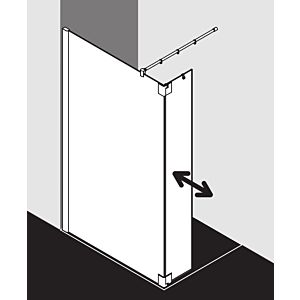 Kermi Pasa XP paroi latérale avec aile mobile PXT1L078201PK 78x200cm, brillant argent mat, verre de sécurité trempé clair, gauche, sur la zone de douche