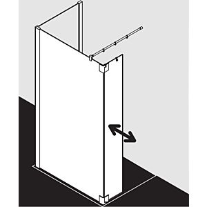 Kermi Pasa XP panneau latéral avec aile mobile PXT1L103201PK 103x200cm, brillant argent mat, TSG clear Clean, gauche, sur la zone de douche