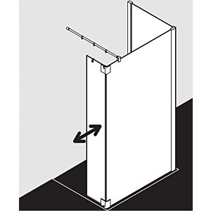 Kermi Pasa XP side panel with movable wing PXT1R09018VPK 90x185cm, silver high gloss, toughened safety glass clear, right, on shower tray
