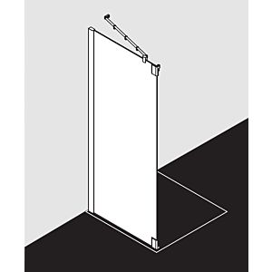 Kermi Pasa XP paroi latérale f porte battante 2000 -fl.et champ fixe PXTFL093201YK 93x200cm, argent mat, TSG SR OpacoClean, gauche, sur la zone de douche