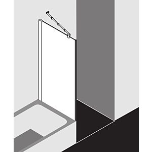 Kermi Pasa XP paroi latérale raccourcie à côté de la baignoire PXTVD080171AK 80x175cm, argent mat brillant, verre de sécurité trempé clair