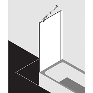 Kermi Pasa XP shortened side wall next to bathtub PXTVD07516VYK 75x160cm, silver gloss, ESG SR OpacoClean