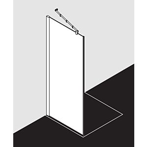 Kermi Pasa XP panneau latéral PXTWD09018VPK 90x185cm, argent brillant, verre de sécurité trempé clair, sur receveur de douche