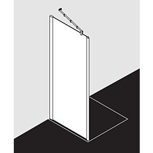 Kermi Pasa XP paroi latérale pour porte battante à panneau fixe PXUWD10020VAK 100x200cm, argent brillant, verre de sécurité trempé transparent, sur receveur de douche